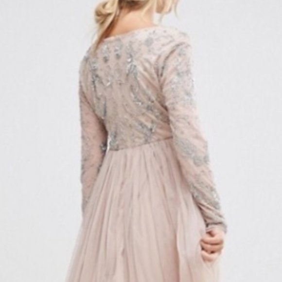 Maternity Sequin A-Line Long Dress for Wedding Size 8 - Picture 3 of 6